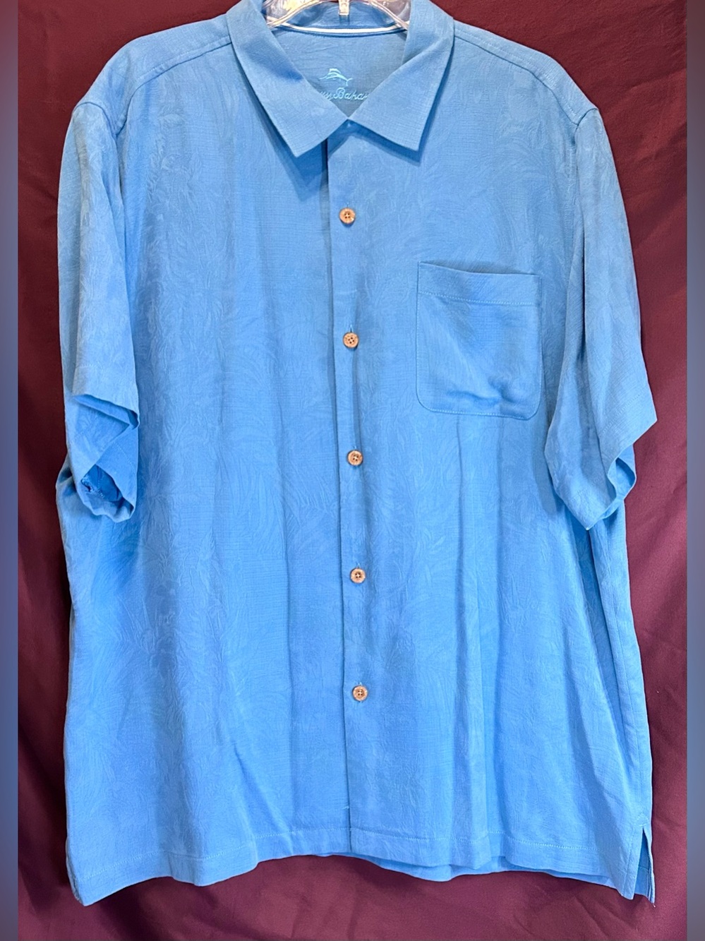 Tommy Bahama Blue Silk Short-Sleeve Button-Down Shirt